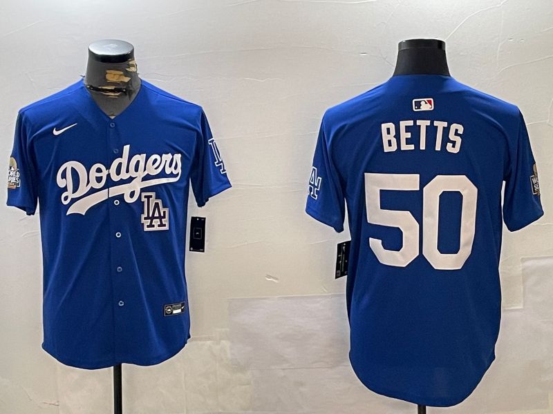 Men Los Angeles Dodgers #50 Betts Blue Game 2024 Nike MLB Jersey style 12164->los angeles dodgers->MLB Jersey
